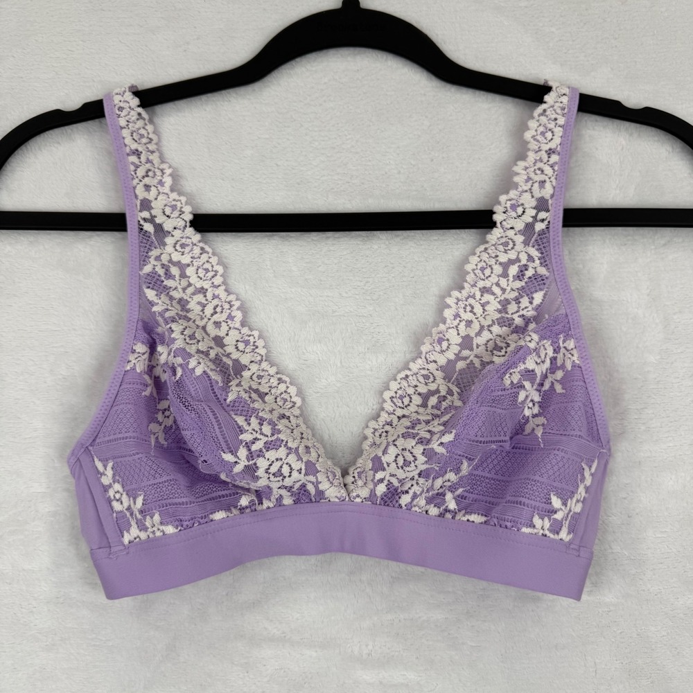 Wacoal B-Smooth Lace Bralette 852191 Lavender Purple White Floral Wireless 34